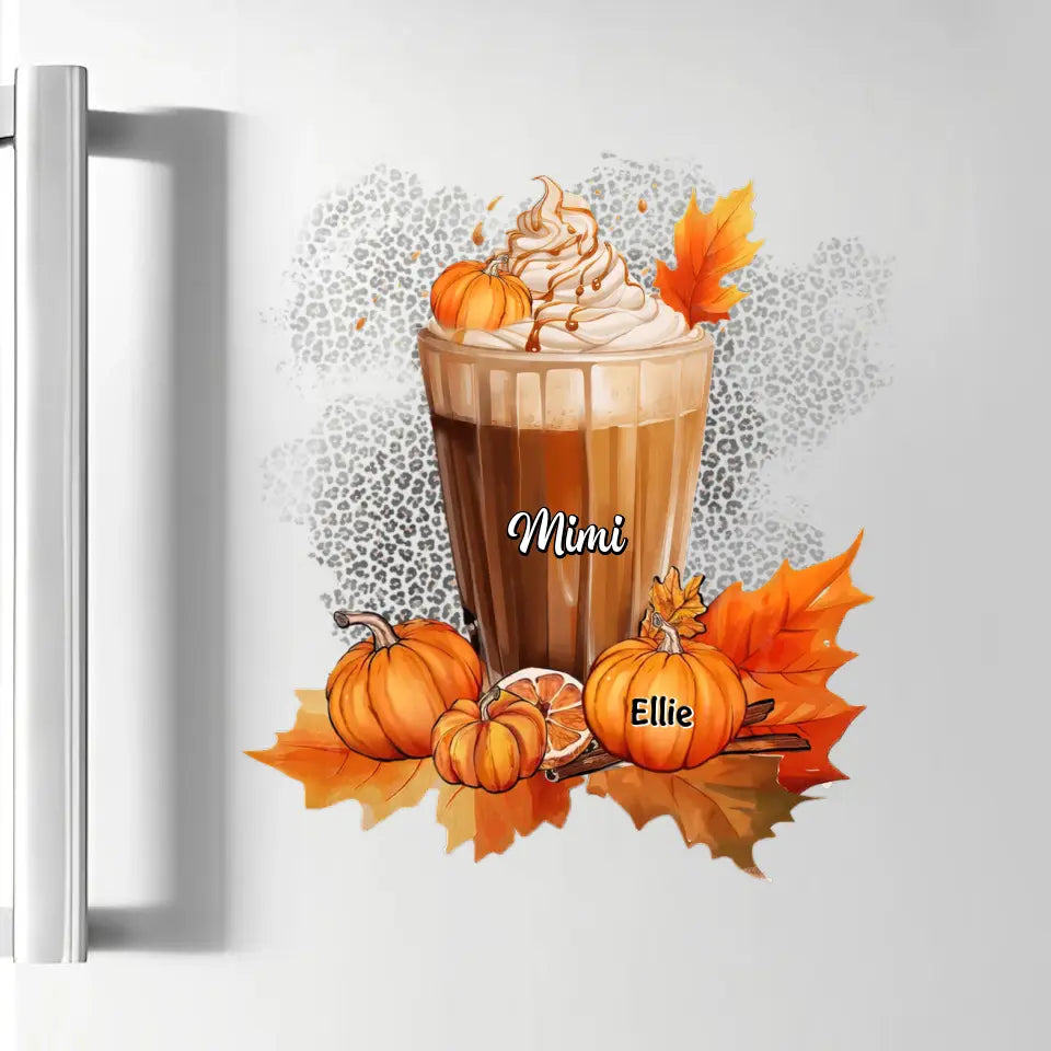Personalized Custom Decal - Halloween, Fall Gift For Grandma, Mom - Grandma Latte Pumpkins