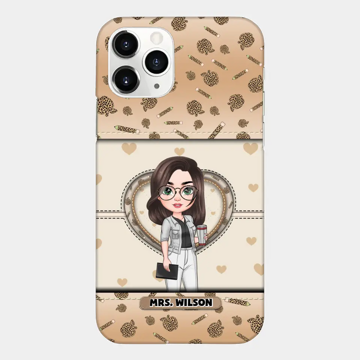 Personalized Custom Phone Case - Teacher's Day, Appreciation Gift For Teacher - It Takes A Big Heart To Shape Little Minds Leopard