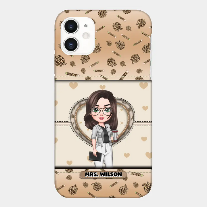 Personalized Custom Phone Case - Teacher's Day, Appreciation Gift For Teacher - It Takes A Big Heart To Shape Little Minds Leopard