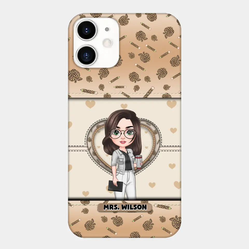 Personalized Custom Phone Case - Teacher's Day, Appreciation Gift For Teacher - It Takes A Big Heart To Shape Little Minds Leopard