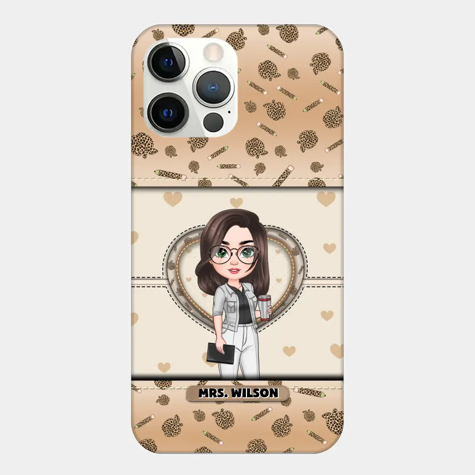 Personalized Custom Phone Case - Teacher's Day, Appreciation Gift For Teacher - It Takes A Big Heart To Shape Little Minds Leopard
