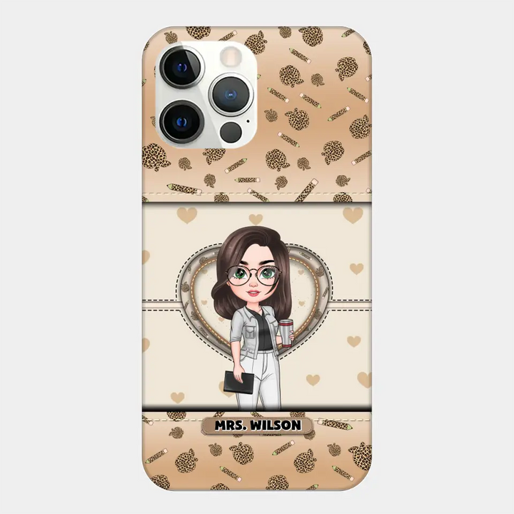 Personalized Custom Phone Case - Teacher's Day, Appreciation Gift For Teacher - It Takes A Big Heart To Shape Little Minds Leopard