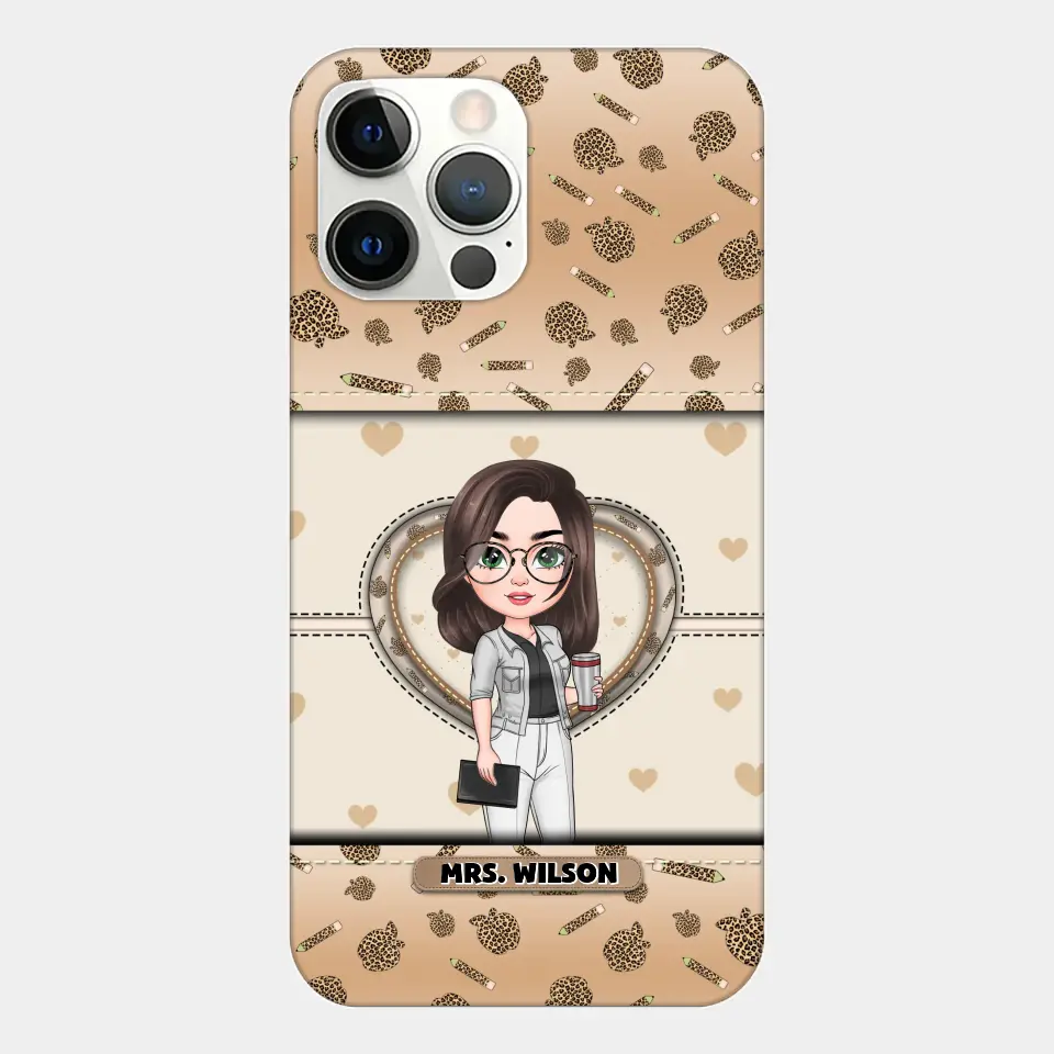 Personalized Custom Phone Case - Teacher's Day, Appreciation Gift For Teacher - It Takes A Big Heart To Shape Little Minds Leopard
