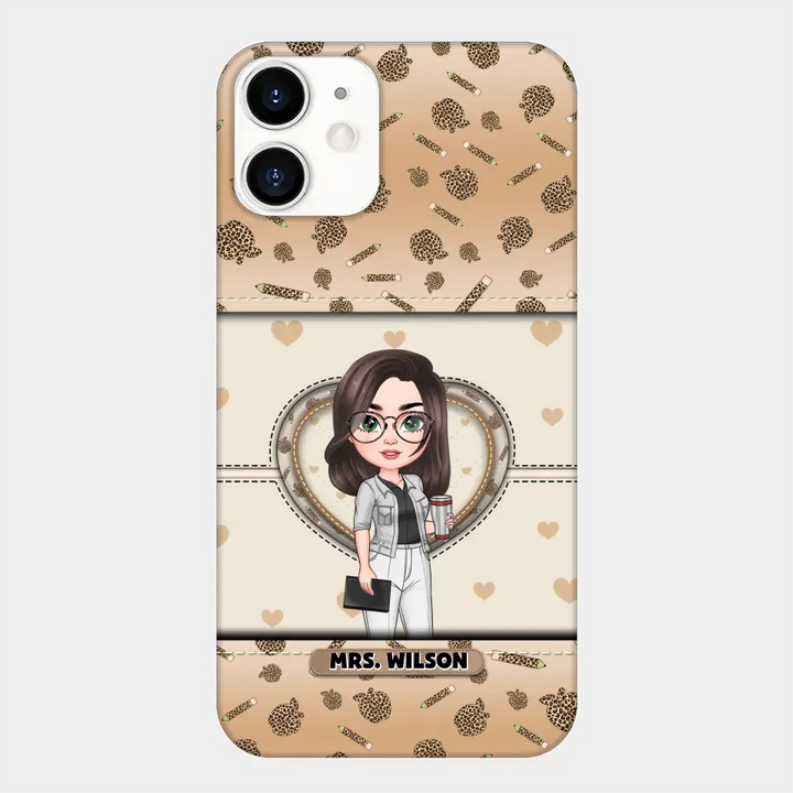 Personalized Custom Phone Case - Teacher's Day, Appreciation Gift For Teacher - It Takes A Big Heart To Shape Little Minds Leopard