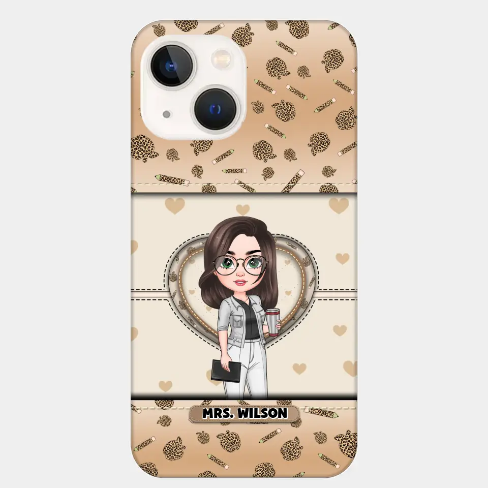 Personalized Custom Phone Case - Teacher's Day, Appreciation Gift For Teacher - It Takes A Big Heart To Shape Little Minds Leopard