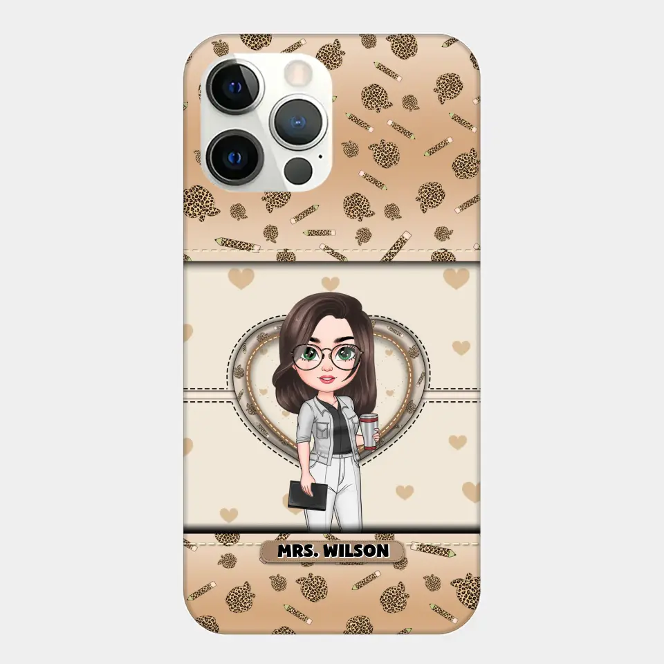 Personalized Custom Phone Case - Teacher's Day, Appreciation Gift For Teacher - It Takes A Big Heart To Shape Little Minds Leopard