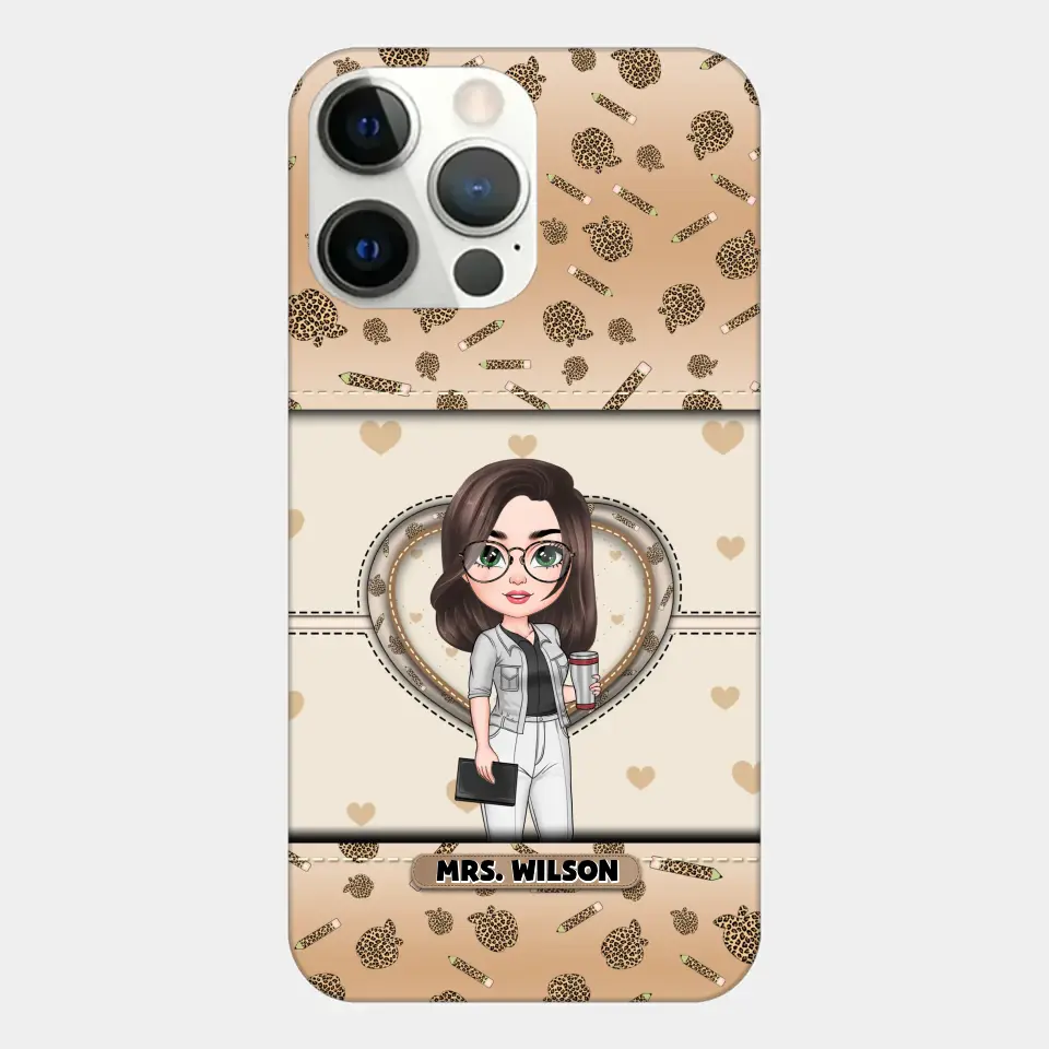 Personalized Custom Phone Case - Teacher's Day, Appreciation Gift For Teacher - It Takes A Big Heart To Shape Little Minds Leopard