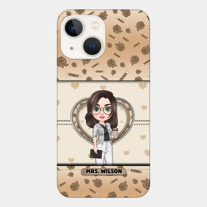 Personalized Custom Phone Case - Teacher's Day, Appreciation Gift For Teacher - It Takes A Big Heart To Shape Little Minds Leopard