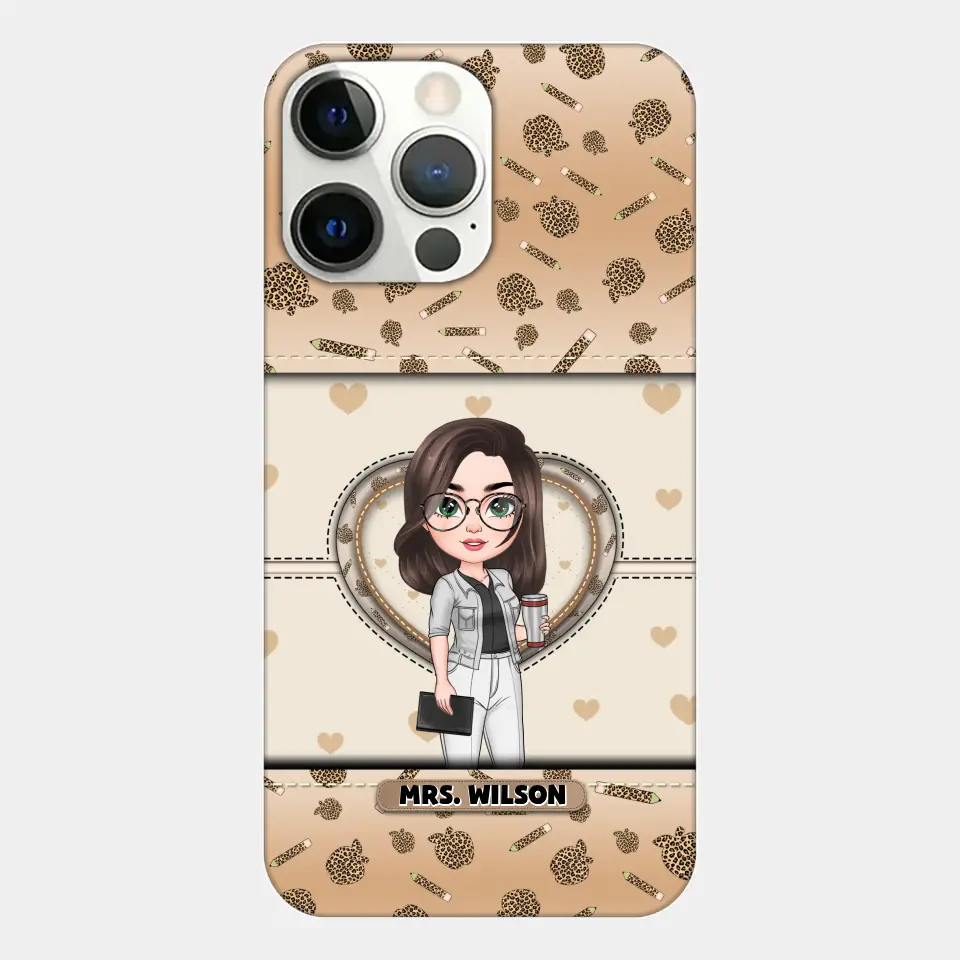 Personalized Custom Phone Case - Teacher's Day, Appreciation Gift For Teacher - It Takes A Big Heart To Shape Little Minds Leopard