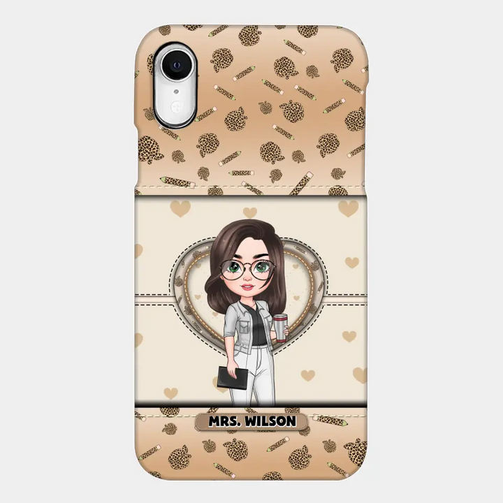 Personalized Custom Phone Case - Teacher's Day, Appreciation Gift For Teacher - It Takes A Big Heart To Shape Little Minds Leopard