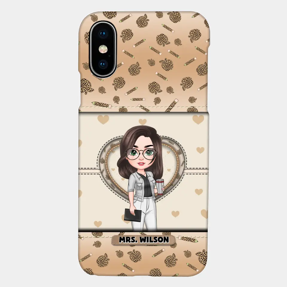 Personalized Custom Phone Case - Teacher's Day, Appreciation Gift For Teacher - It Takes A Big Heart To Shape Little Minds Leopard