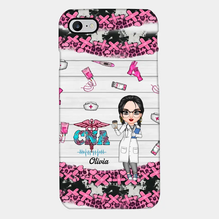 Personalized Custom Phone Case - Nurse's Day, Appreciation Gift For Nurse, CNA - Nurse Pink Leopard