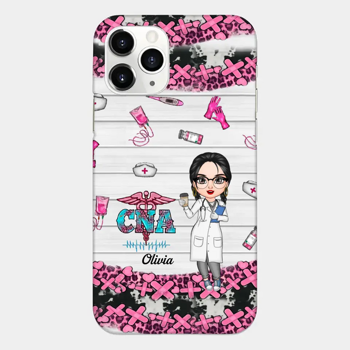 Personalized Custom Phone Case - Nurse's Day, Appreciation Gift For Nurse, CNA - Nurse Pink Leopard