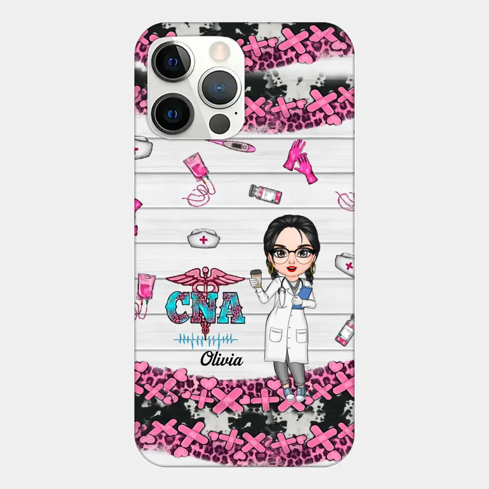Personalized Custom Phone Case - Nurse's Day, Appreciation Gift For Nurse, CNA - Nurse Pink Leopard