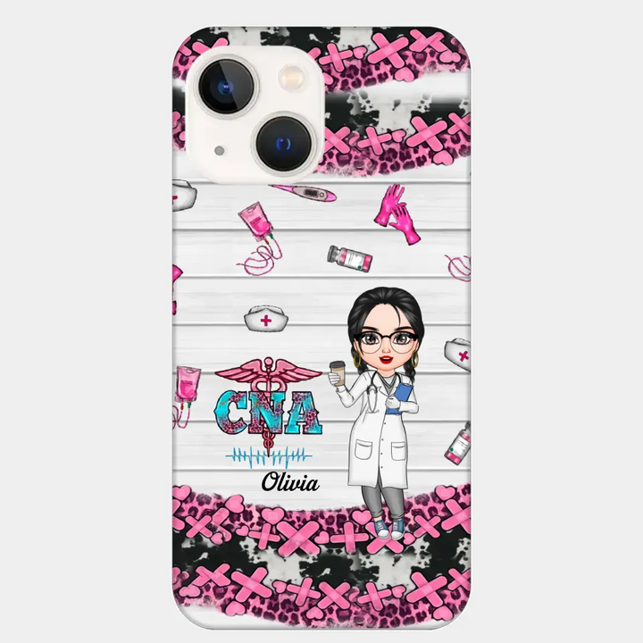 Personalized Custom Phone Case - Nurse's Day, Appreciation Gift For Nurse, CNA - Nurse Pink Leopard