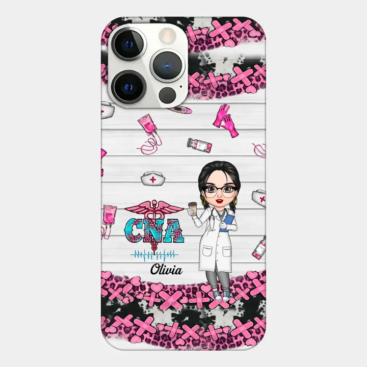 Personalized Custom Phone Case - Nurse's Day, Appreciation Gift For Nurse, CNA - Nurse Pink Leopard