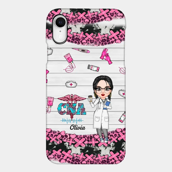 Personalized Custom Phone Case - Nurse's Day, Appreciation Gift For Nurse, CNA - Nurse Pink Leopard