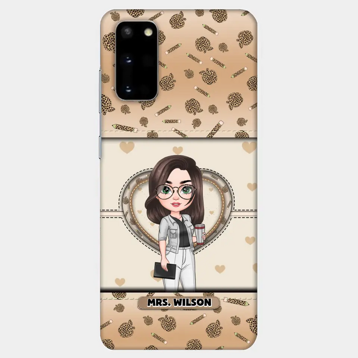 Personalized Custom Phone Case - Teacher's Day, Appreciation Gift For Teacher - It Takes A Big Heart To Shape Little Minds Leopard