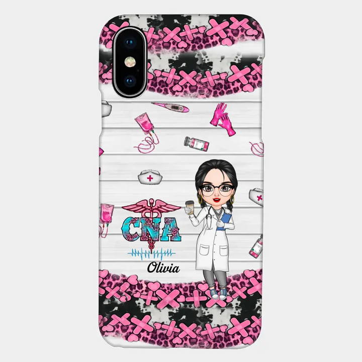 Personalized Custom Phone Case - Nurse's Day, Appreciation Gift For Nurse, CNA - Nurse Pink Leopard