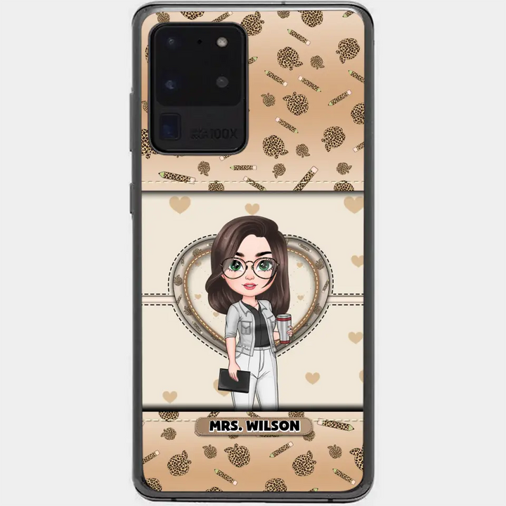 Personalized Custom Phone Case - Teacher's Day, Appreciation Gift For Teacher - It Takes A Big Heart To Shape Little Minds Leopard