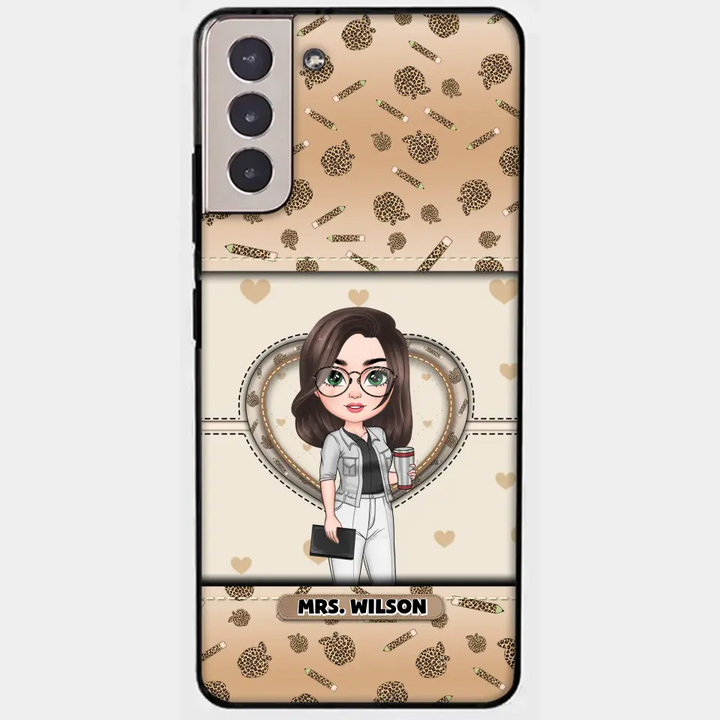 Personalized Custom Phone Case - Teacher's Day, Appreciation Gift For Teacher - It Takes A Big Heart To Shape Little Minds Leopard
