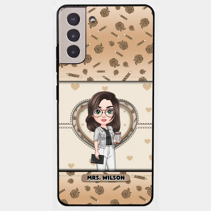 Personalized Custom Phone Case - Teacher's Day, Appreciation Gift For Teacher - It Takes A Big Heart To Shape Little Minds Leopard