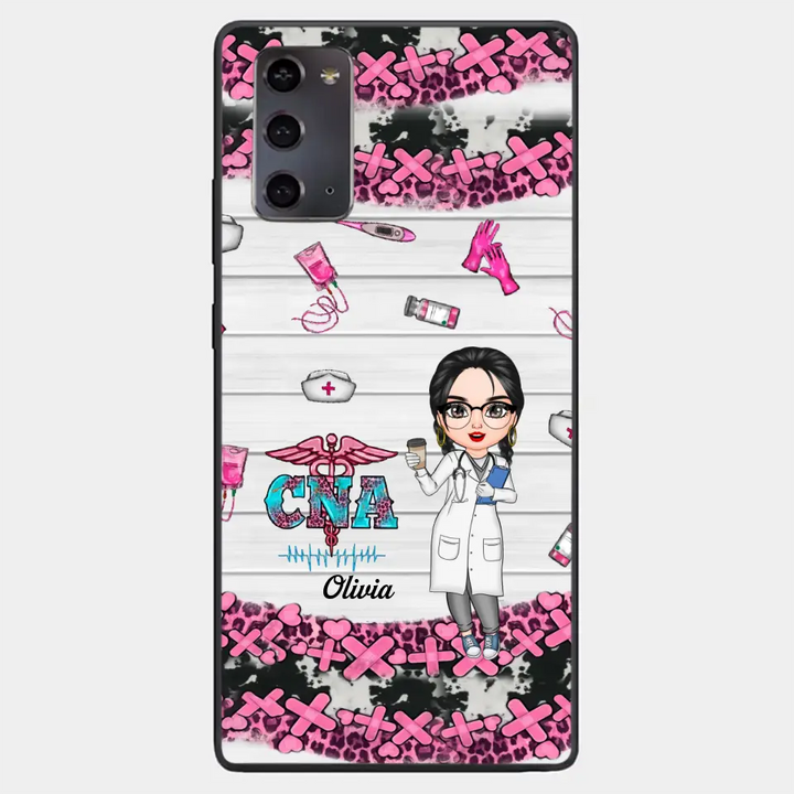 Personalized Custom Phone Case - Nurse's Day, Appreciation Gift For Nurse, CNA - Nurse Pink Leopard