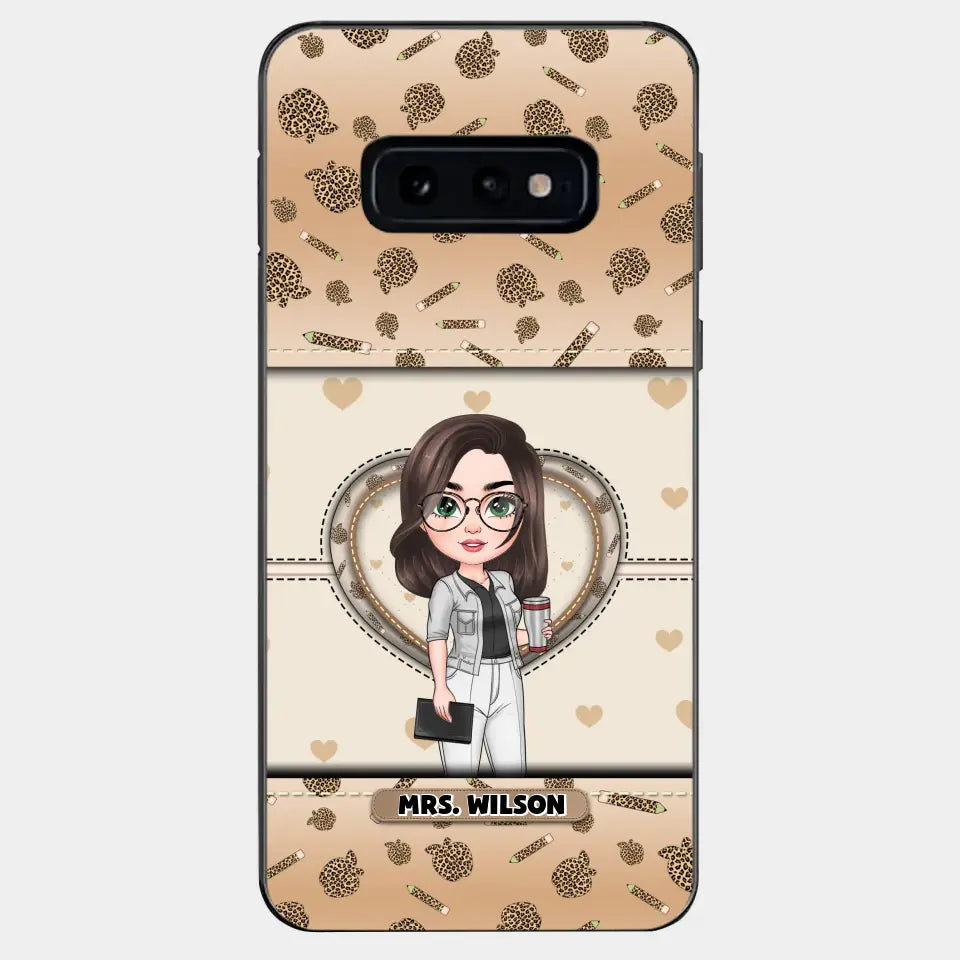 Personalized Custom Phone Case - Teacher's Day, Appreciation Gift For Teacher - It Takes A Big Heart To Shape Little Minds Leopard