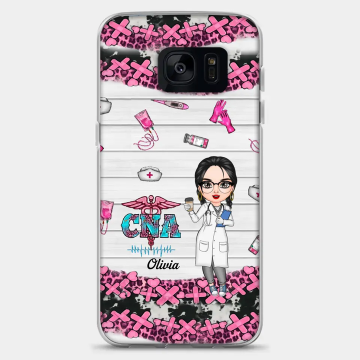 Personalized Custom Phone Case - Nurse's Day, Appreciation Gift For Nurse, CNA - Nurse Pink Leopard