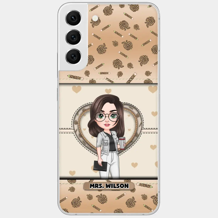 Personalized Custom Phone Case - Teacher's Day, Appreciation Gift For Teacher - It Takes A Big Heart To Shape Little Minds Leopard