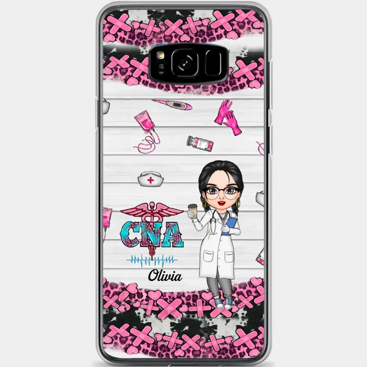 Personalized Custom Phone Case - Nurse's Day, Appreciation Gift For Nurse, CNA - Nurse Pink Leopard