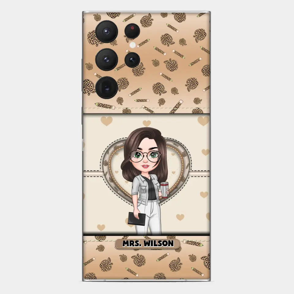 Personalized Custom Phone Case - Teacher's Day, Appreciation Gift For Teacher - It Takes A Big Heart To Shape Little Minds Leopard