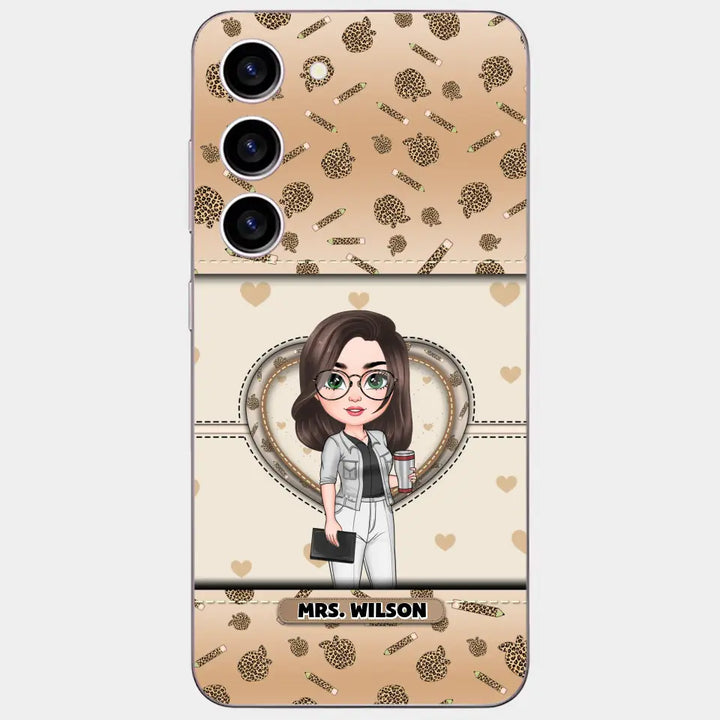 Personalized Custom Phone Case - Teacher's Day, Appreciation Gift For Teacher - It Takes A Big Heart To Shape Little Minds Leopard