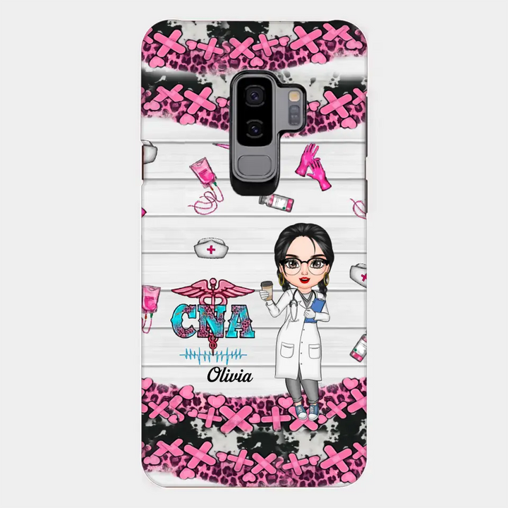 Personalized Custom Phone Case - Nurse's Day, Appreciation Gift For Nurse, CNA - Nurse Pink Leopard