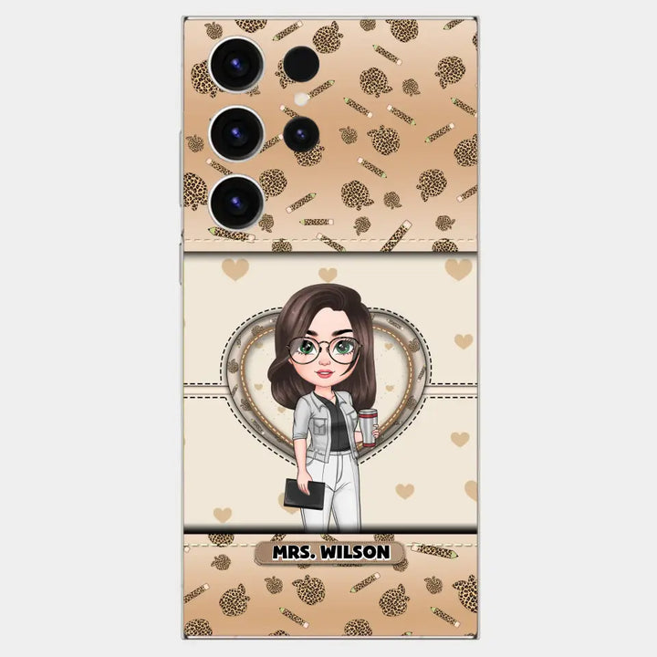 Personalized Custom Phone Case - Teacher's Day, Appreciation Gift For Teacher - It Takes A Big Heart To Shape Little Minds Leopard