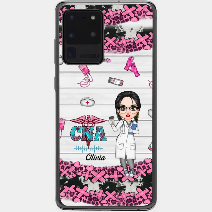 Personalized Custom Phone Case - Nurse's Day, Appreciation Gift For Nurse, CNA - Nurse Pink Leopard