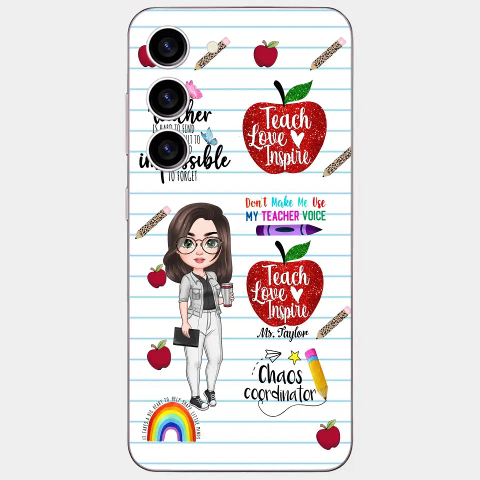 Personalized Custom Phone Case - Teacher's Day, Appreciation Gift For Teacher - Teach Love Inspire Teacher