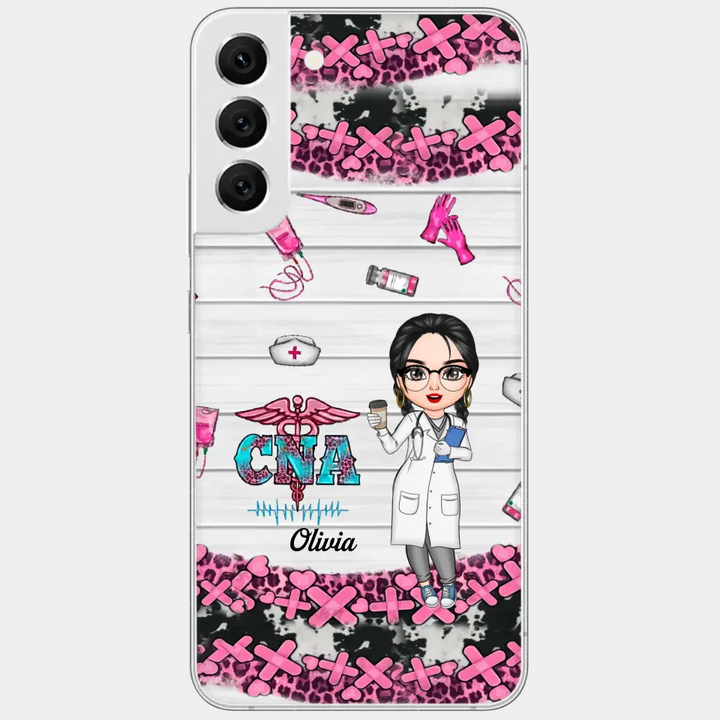 Personalized Custom Phone Case - Nurse's Day, Appreciation Gift For Nurse, CNA - Nurse Pink Leopard