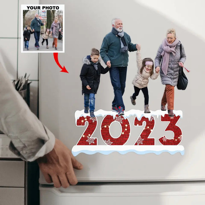 Merry Christmas 2023 Custom Photo - Personalized Custom Decal - Christmas Gift For Family Members, Grandma, Grandpa, Mother, Dad AGCHD017