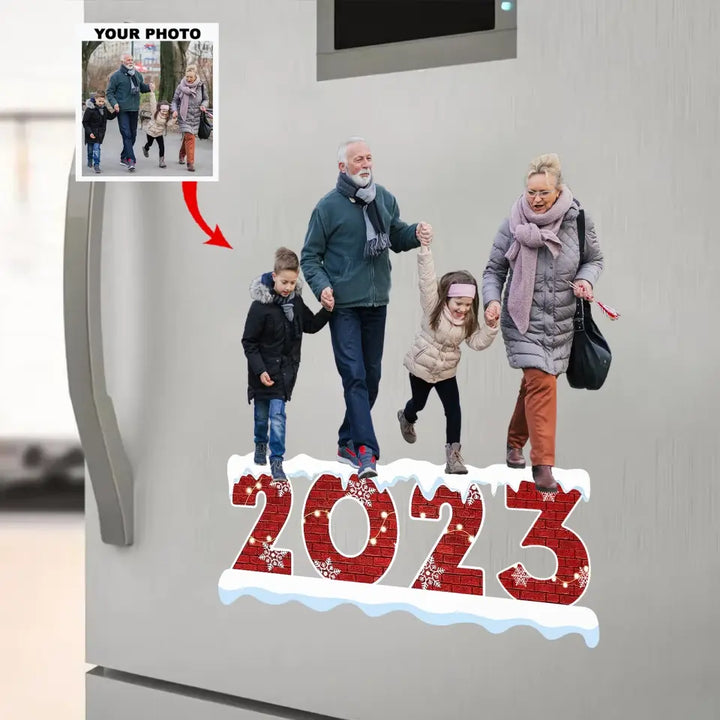 Merry Christmas 2023 Custom Photo - Personalized Custom Decal - Christmas Gift For Family Members, Grandma, Grandpa, Mother, Dad AGCHD017