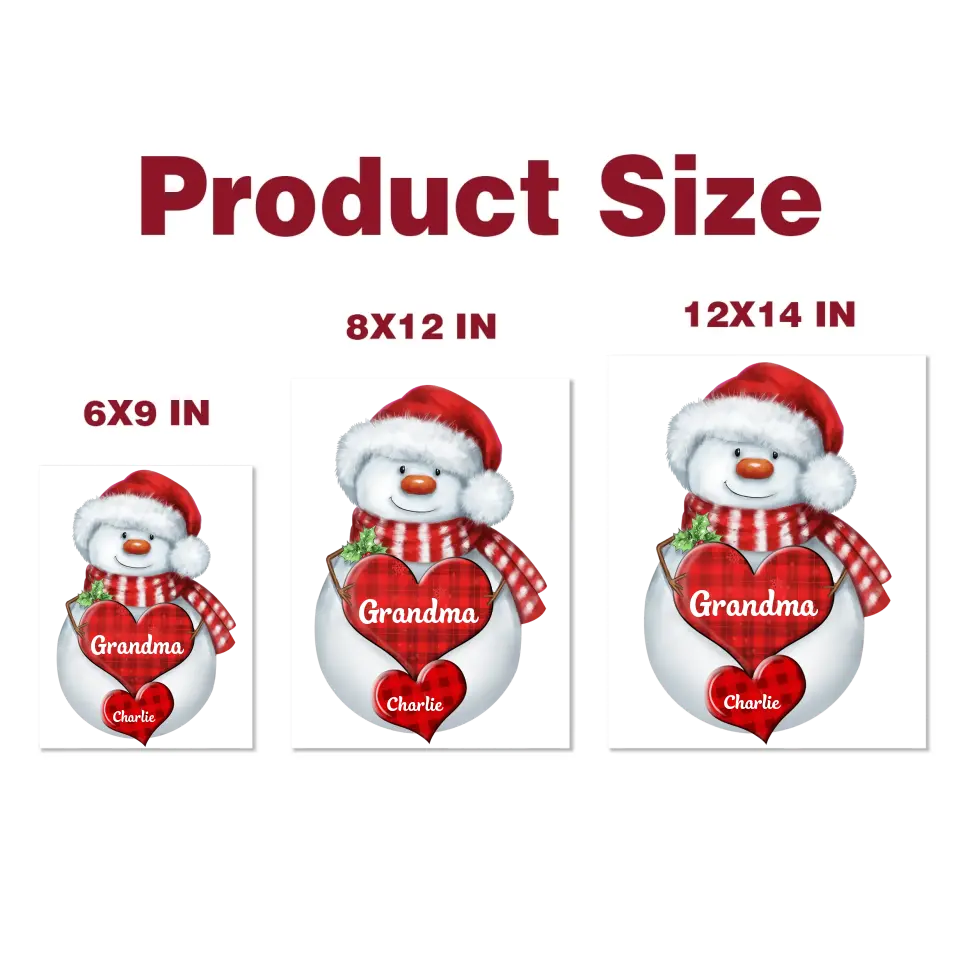 Grandma Snowman With Hearts - Personalized Custom Decal - Christmas Gift For Grandma, Mom