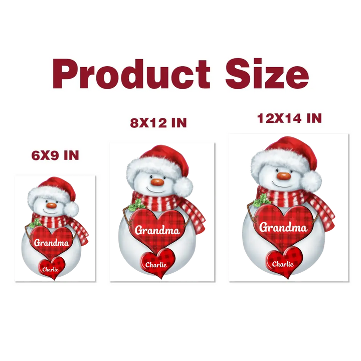 Grandma Snowman With Hearts - Personalized Custom Decal - Christmas Gift For Grandma, Mom