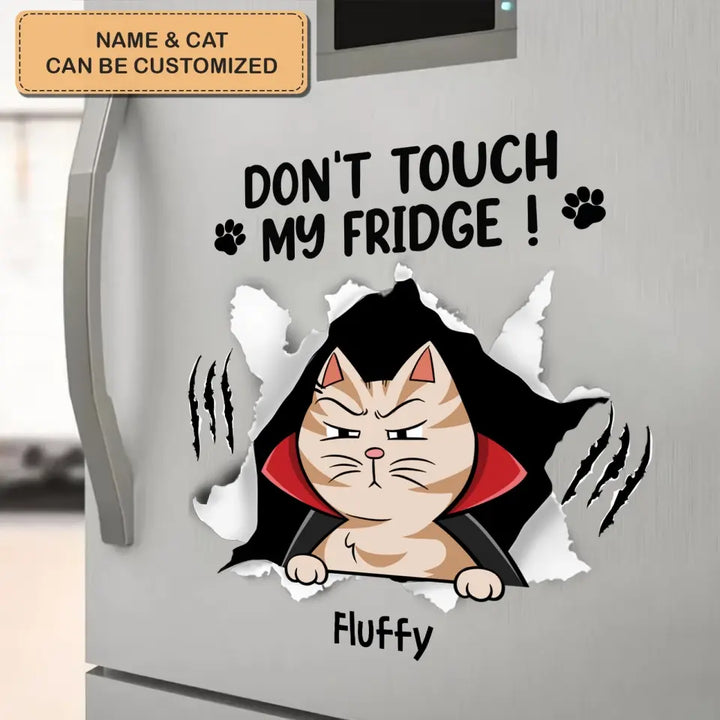 Don't Touch My Fridge Halloween - Personalized Custom Decal - Halloween Gift For Cat Mom, Cat Dad, Cat Lover, Cat Owner