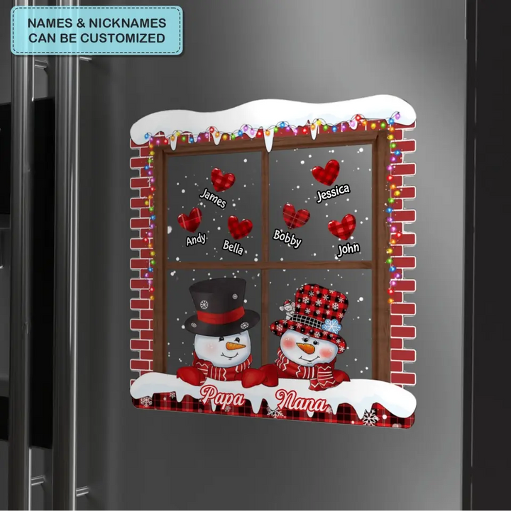 Red Snowman Papa Nana - Personalized Custom Decal - Christmas Gift For Family Members, Grandma, Grandpa, Mom, Dad