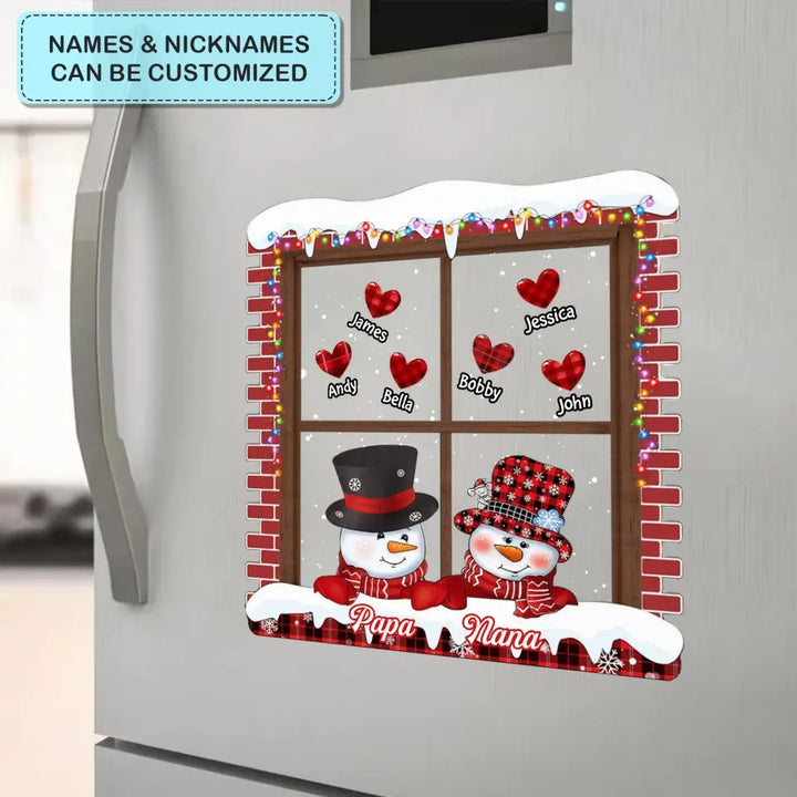 Red Snowman Papa Nana - Personalized Custom Decal - Christmas Gift For Family Members, Grandma, Grandpa, Mom, Dad