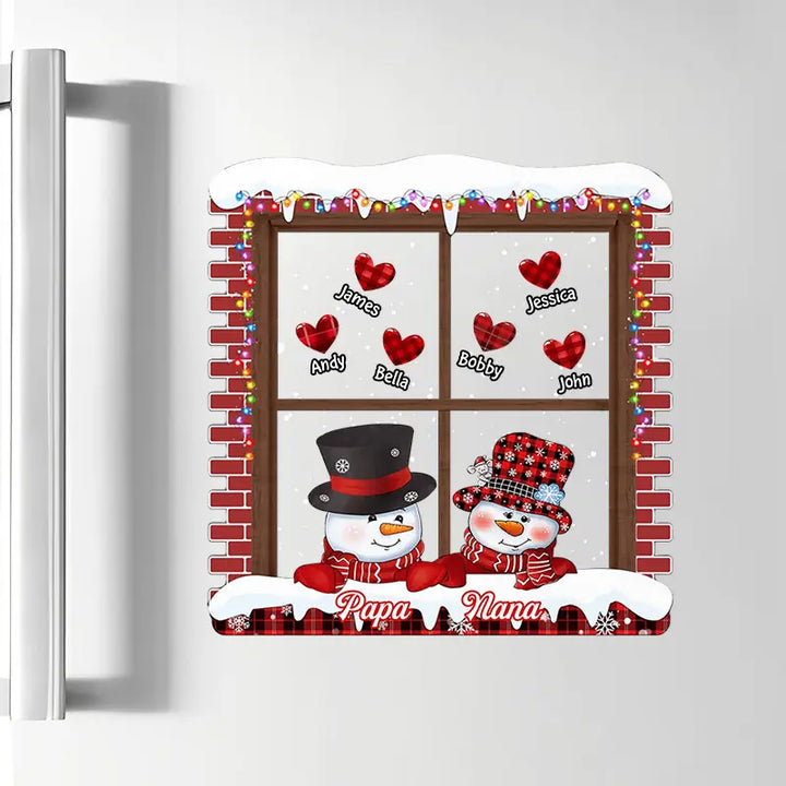 Red Snowman Papa Nana - Personalized Custom Decal - Christmas Gift For Family Members, Grandma, Grandpa, Mom, Dad