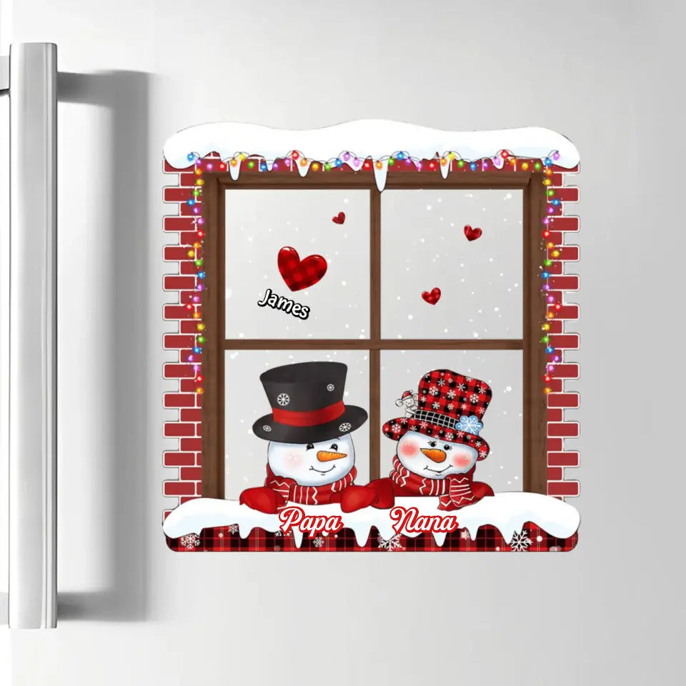 Red Snowman Papa Nana - Personalized Custom Decal - Christmas Gift For Family Members, Grandma, Grandpa, Mom, Dad