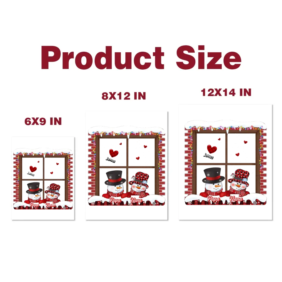 Red Snowman Papa Nana - Personalized Custom Decal - Christmas Gift For Family Members, Grandma, Grandpa, Mom, Dad