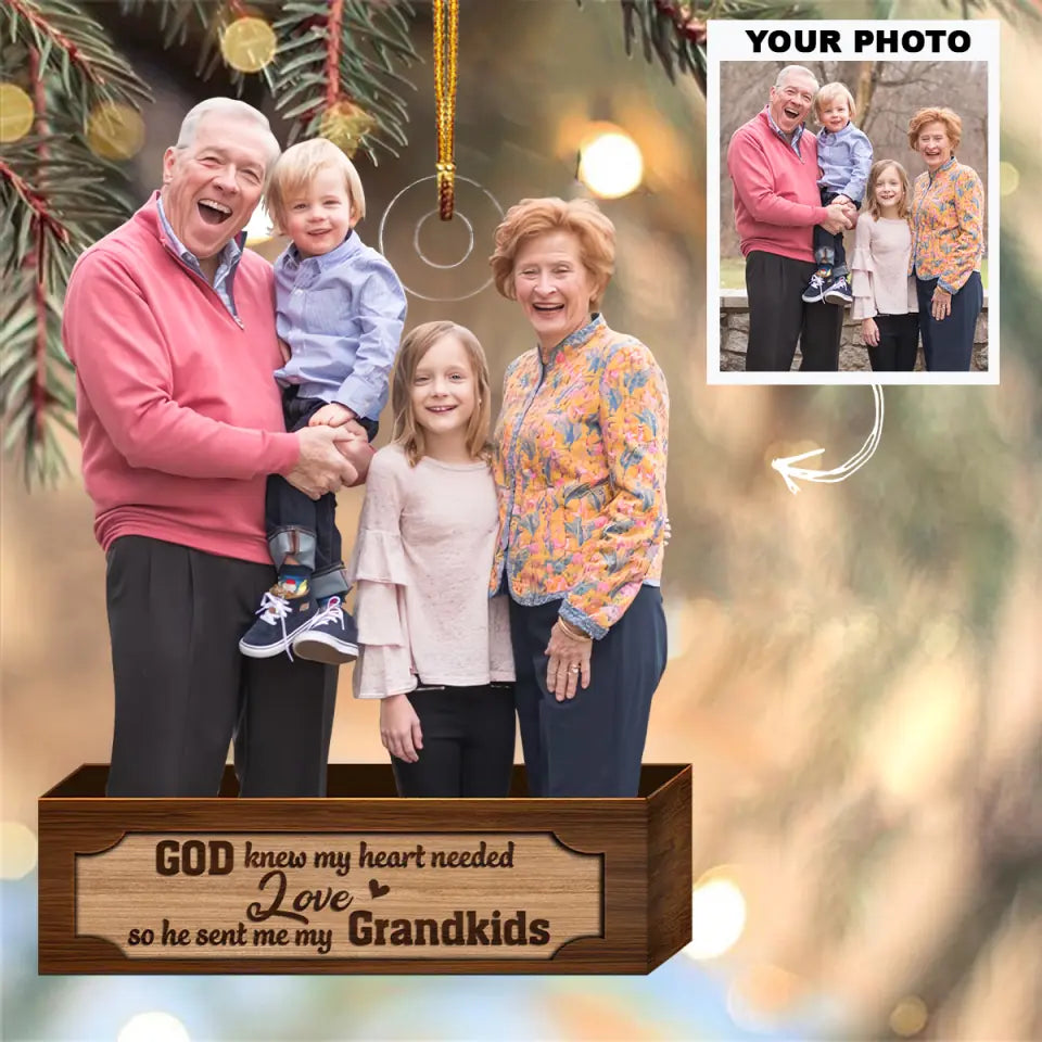 God Knew My Heart Needed Love - Personalized Custom Photo Mica Ornament - Christmas Gift For Family Member, Mom, Dad, Grandma, Grandpa AGCPD040