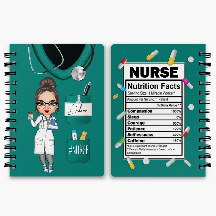 Nurse Life Pretty Doll - Personalized Custom Spiral Journal - Nurse's Day, Appreciation Gift For Nurse